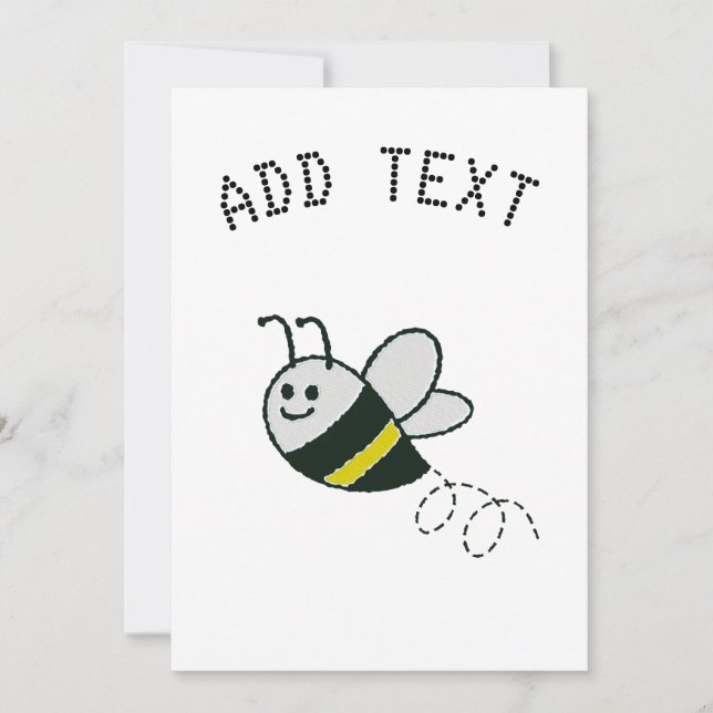 Embroidery Print Cute Bee Baby Shower Invitation (Front)