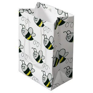 Embroidery Print Cute Bee Baby Shower Medium Gift Bag