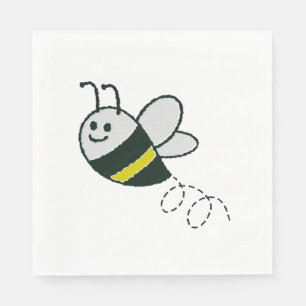 Embroidery Print Cute Bee Baby Shower Napkin