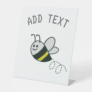 Embroidery Print Cute Bee Baby Shower Pedestal Sign