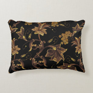 Embroidery renaissance golden floral seamless patt decorative cushion