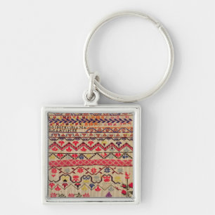 Embroidery sampler key ring