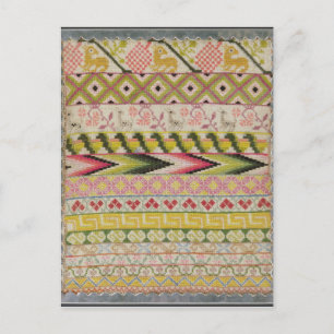 Embroidery sampler postcard