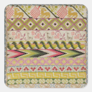 Embroidery sampler square sticker