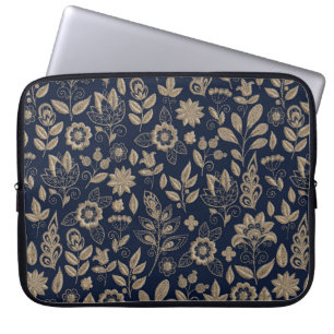 Embroidery seamless pattern with beautiful flowers laptop sleeve