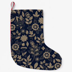 Embroidery seamless pattern with beautiful flowers small christmas stocking