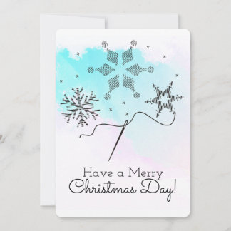 Embroidery sewing crafts snowflakes Christmas card