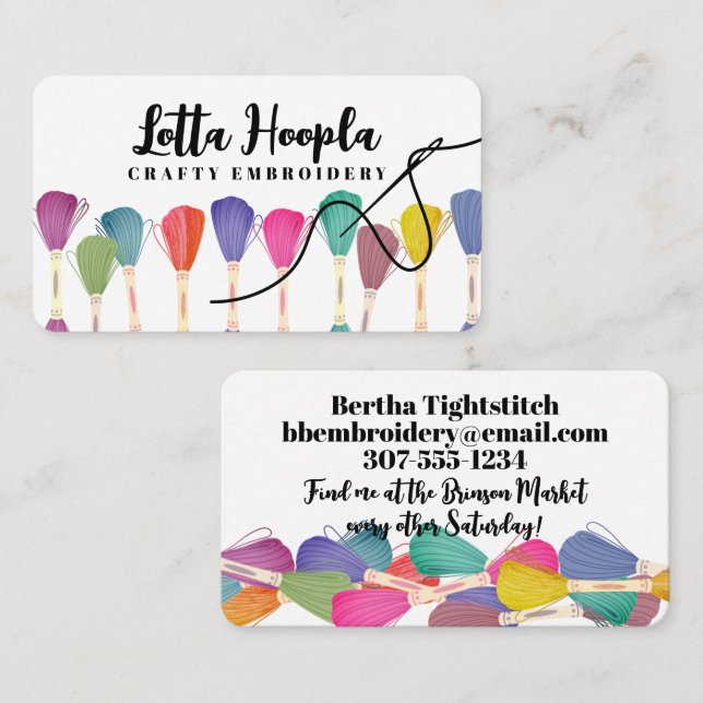 Embroidery thread sewing needle craft show business card (Front/Back)