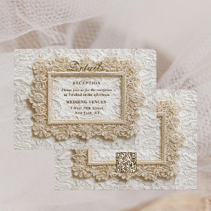 Embroidery Timeless Lace Frame Wedding Details Enclosure Card