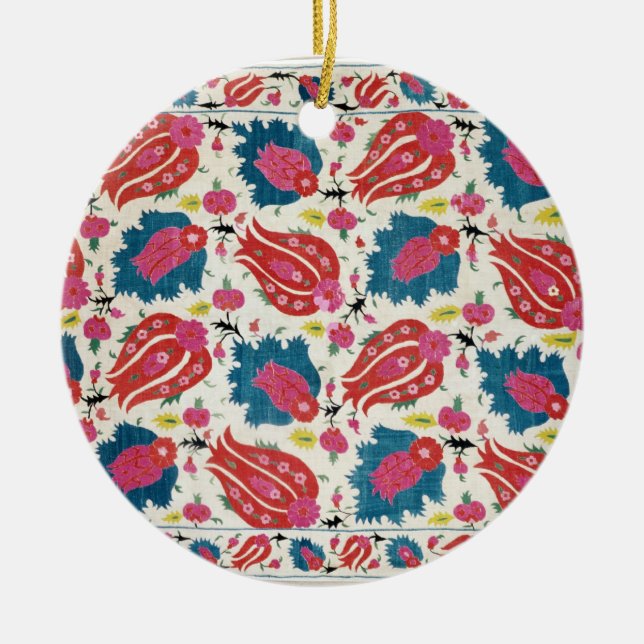 Embroidery, Turkish (textile) Ceramic Tree Decoration (Front)
