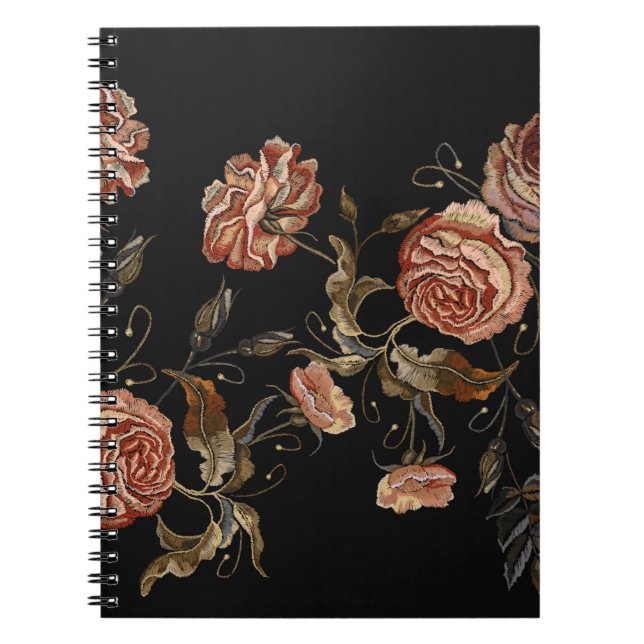 Embroidery vintage buds of roses pattern notebook (Front)