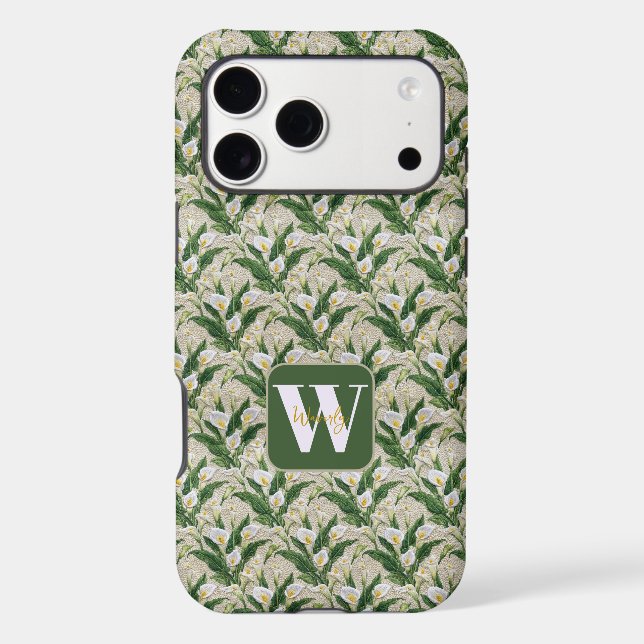 Embroidery White Calla Lily Floral Monogram (Back)