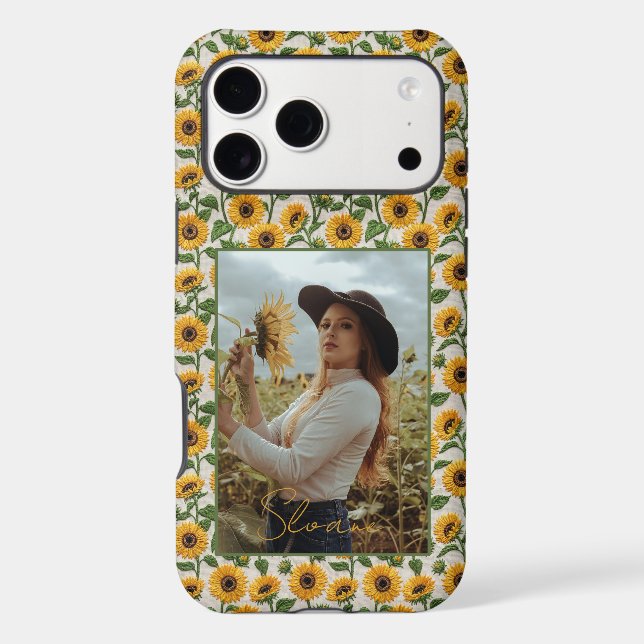 Embroidery Yellow Sunflower Floral Pattern Photo (Back)