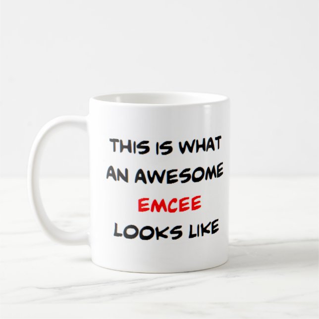 emcee, awesome coffee mug (Left)