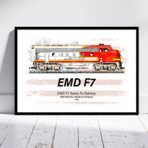 EMD F7 Santa Fe Warbonnet with American Flag.