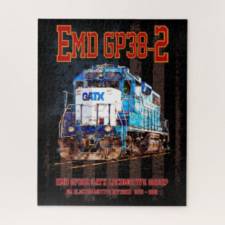 EMD GP38-2 Diesel Locomotive and American flag Jigsaw Puzzle