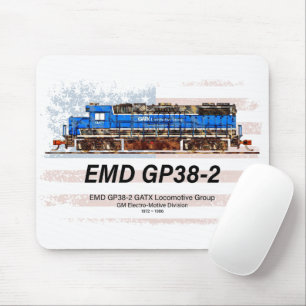 EMD GP38-2 Diesel Locomotive and American flag Mouse Pad