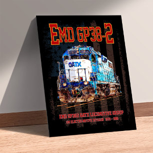 EMD GP38-2 Diesel Locomotive and American flag Photo Print