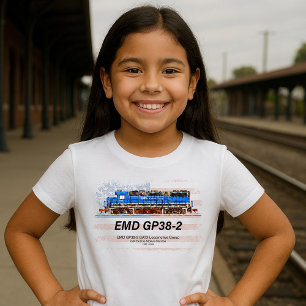 EMD GP38-2 Diesel Locomotive and American flag T-Shirt