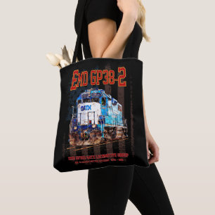 EMD GP38-2 Diesel Locomotive and American flag Tote Bag