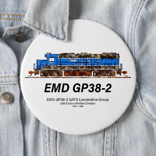 EMD GP38-2 Diesel Locomotive GATX blue and white 6 Cm Round Badge