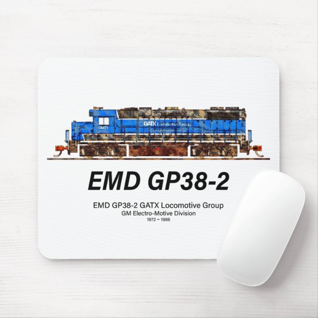 EMD GP38-2 Diesel Locomotive GATX blue and white Mouse Pad (With Mouse)