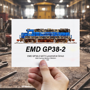 EMD GP38-2 Diesel Locomotive GATX blue and white Postcard