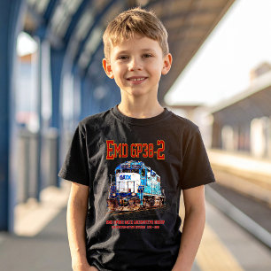 EMD GP38-2 Diesel Locomotive GATX blue and white T-Shirt