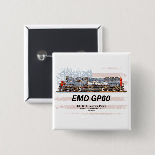 EMD GP60 Diesel Locomotive and American flag 15 Cm Square Badge