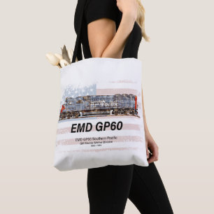 EMD GP60 Diesel Locomotive and American flag Tote Bag