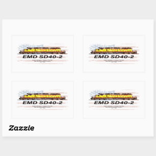 EMD SD40-2 Diesel Locomotive. American flag Rectangular Sticker