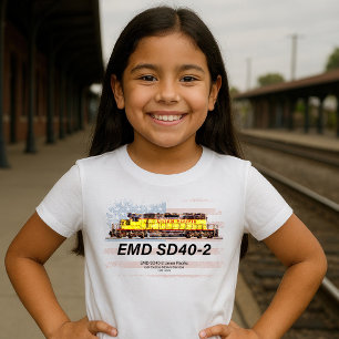 EMD SD40-2 Diesel Locomotive. American flag T-Shirt