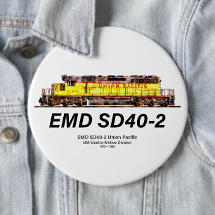 EMD SD40-2 Diesel Locomotive. Union Pacific 6 Cm Round Badge