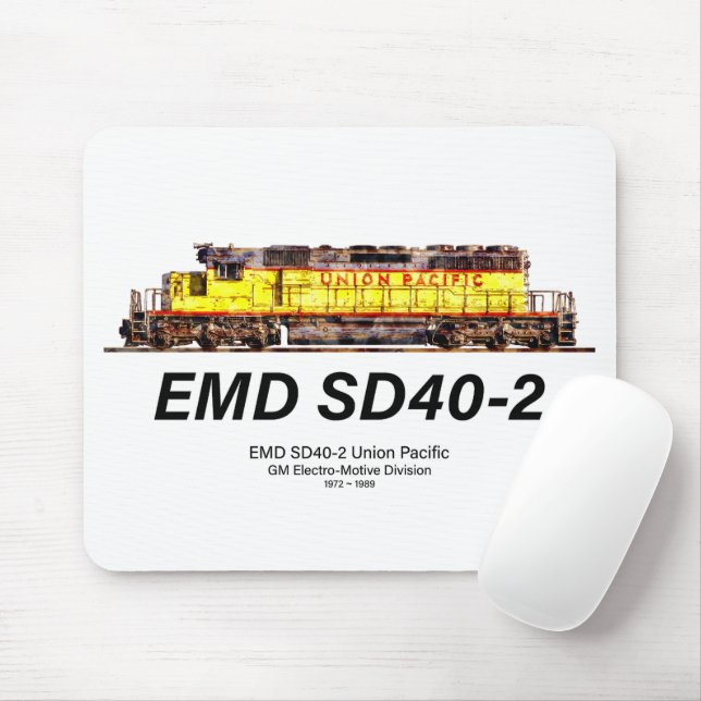EMD SD40-2 Diesel Locomotive. Union Pacific Mouse Pad (With Mouse)