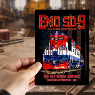EMD SD-9 Locomotive USA 250th Anniversary Livery Postcard