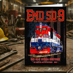 EMD SD-9 Locomotive USA 250th Anniversary Livery Thank You Card