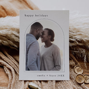 EMELIA Black Happy Holidays Cute Family Photo  Holiday Card