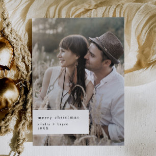 EMELIA Black Printable Cute Unique Photo Christmas Holiday Card