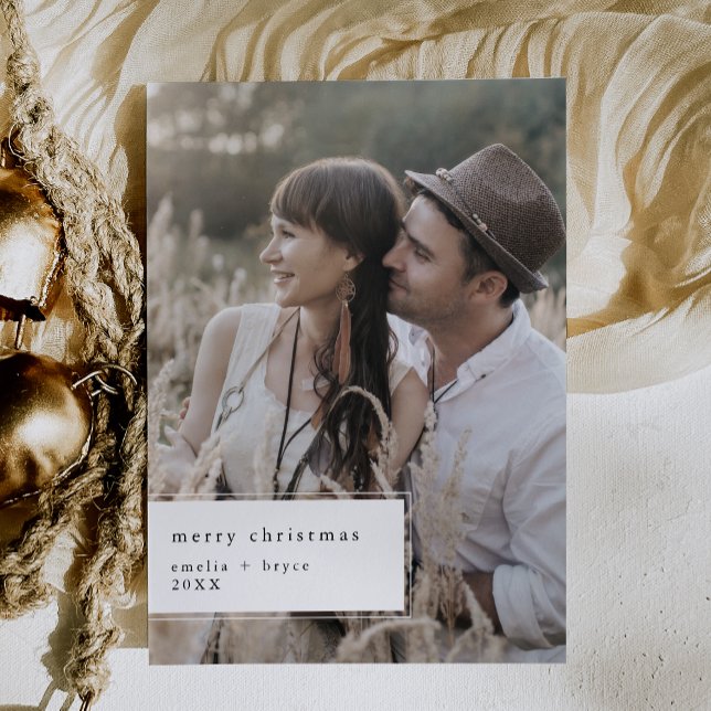 EMELIA Black Printable Cute Unique Photo Christmas Holiday Card (EMELIA Black Printable Cute Unique Photo Christmas Holiday Card)