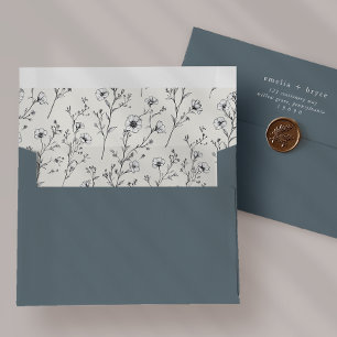 EMELIA Blue Floral Wedding Invitation Envelope