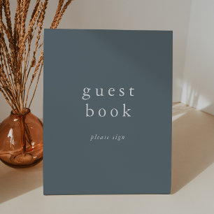 EMELIA Blue Minimalist Wedding Guest Book Sign
