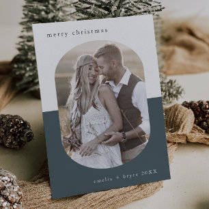 EMELIA Blue Oval Creative Family Photo Christmas Holiday Card