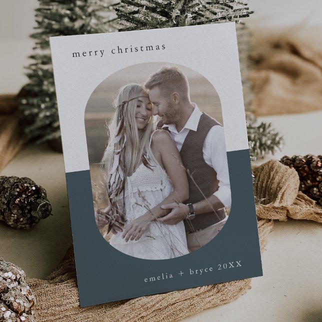 EMELIA Blue Oval Creative Family Photo Christmas Holiday Card (EMELIA Blue Oval Creative Family Photo Christmas Holiday Card)