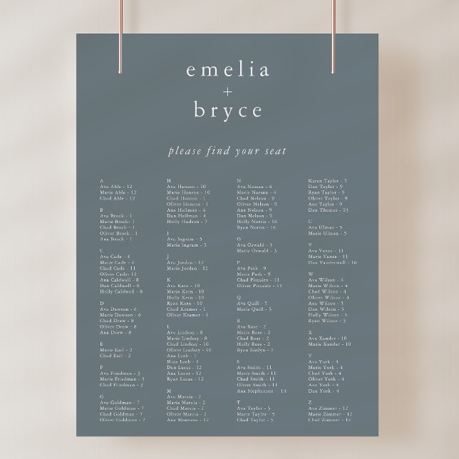 EMELIA Blue Rustic Wedding Seating Chart Template (EMELIA Blue Rustic Wedding Seating Chart Template)