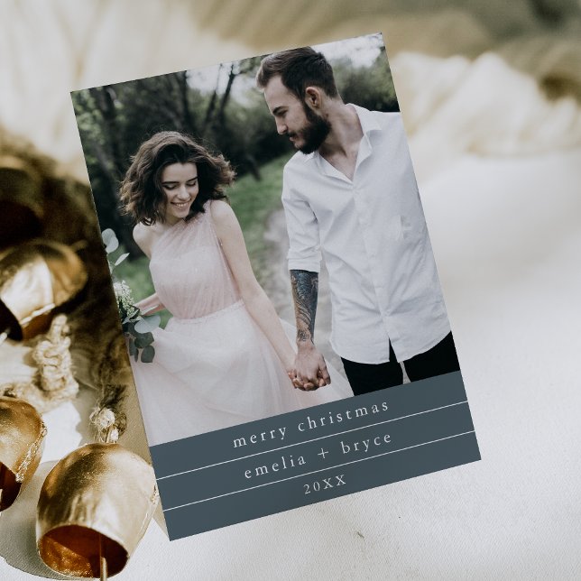 EMELIA Blue Simple Family Photo Merry Christmas Holiday Card (EMELIA Blue Simple Family Photo Merry Christmas Holiday Card)