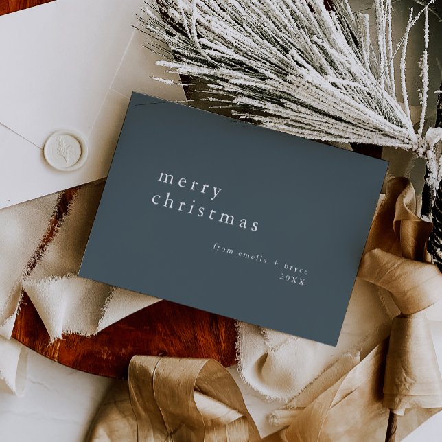 EMELIA Blue Simple Modern Family Merry Christmas Holiday Card (EMELIA Blue Simple Modern Family Merry Christmas Holiday Card)