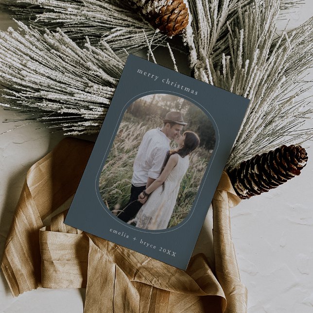 EMELIA Blue Simple Modern Family Photo Christmas Holiday Card (EMELIA Blue Simple Modern Family Photo Christmas Holiday Card)