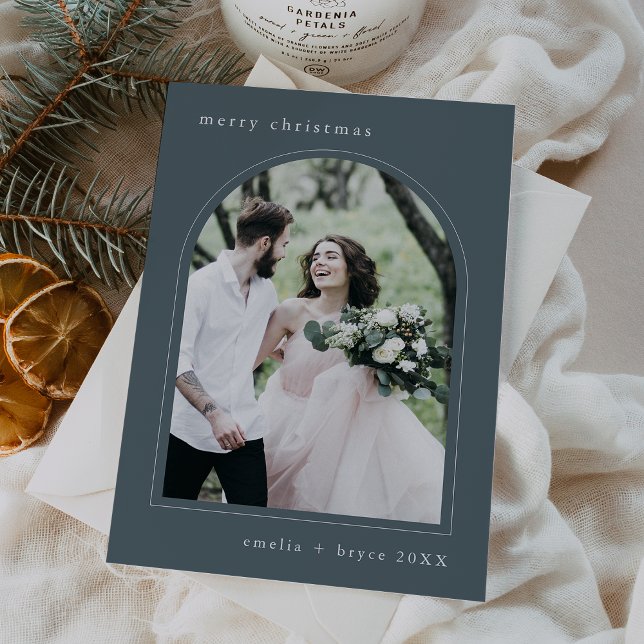EMELIA Blue Unique Arch Family Photo Christmas Holiday Card (EMELIA Blue Unique Arch Family Photo Christmas Holiday Card)