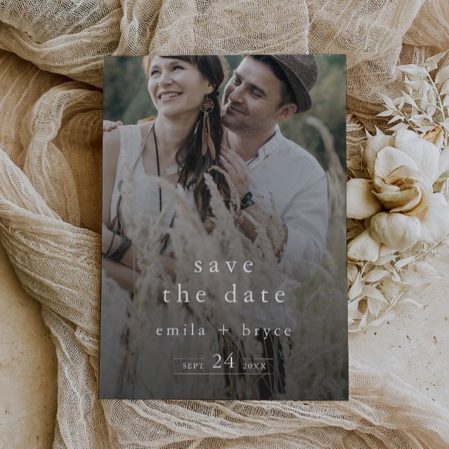 EMELIA Boho Photo Overlay Modern Unique Wedding Save The Date (EMELIA Boho Photo Overlay Modern Unique Wedding Save The Date)
