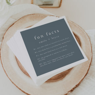 EMELIA Dusty Blue Winter Minimal Fun Fact Wedding Napkin